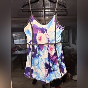 Spacey Floral Print Spaghetti Strap romper